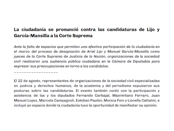 2La ciudadanía se pronunció contra las candidaturas de Lijo y García-Mansilla a la Corte Suprema